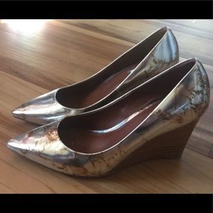 Cole Haan size 6 silver wedge heels